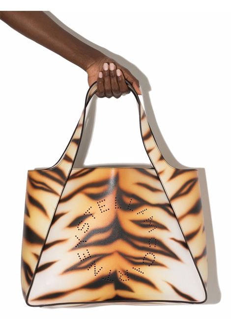 Borsa tote con stampa tigre Stella Logo arancione e marrone STELLA MC CARTNEY | 502793-W700429002